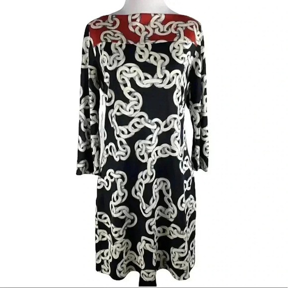 Diane von Furstenburg womens dress size 8 multicolored chain link 100% silk - Picture 1 of 12